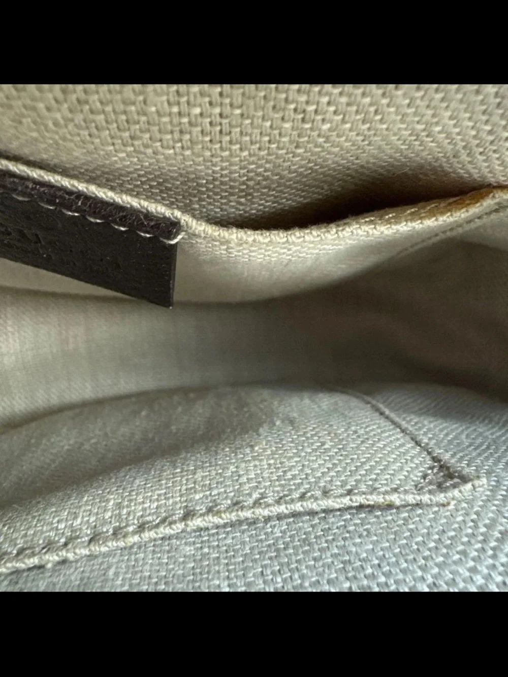 Gucci Brown Leather Interior Tag with Cream Canvas